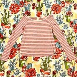 Anthropologie Boat Neck Striped Long Sleeve Shirt